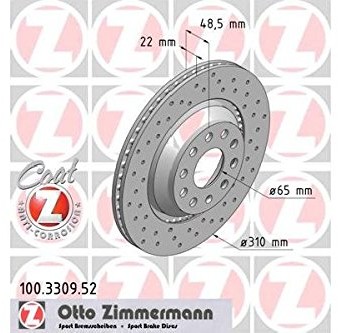 ZIMMERMANN 100.3309.52 hamulce z przodu,, perforowane, sport Coat z 100.3309.52