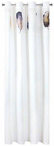Eurofirany zasłona z oczkami z kolorowego piórka, poliester, biała, 250x140x1 cm 94508