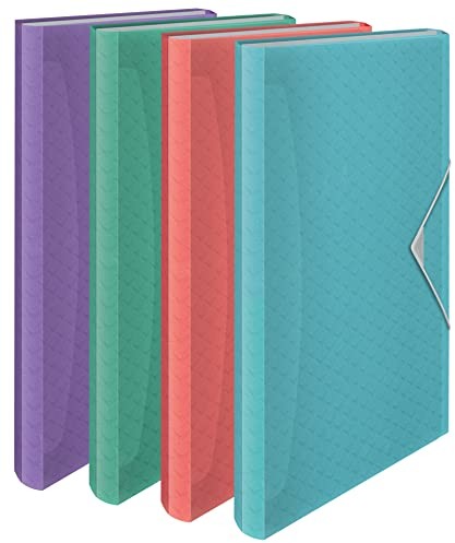 Esselte Teczka A4 z 6 Poszerzanymi Przegródkami Colour'Breeze, 5 Zakładek, do Domu/Biura, Wytłoczony Wzór, Mix Kolor, 626254 626254