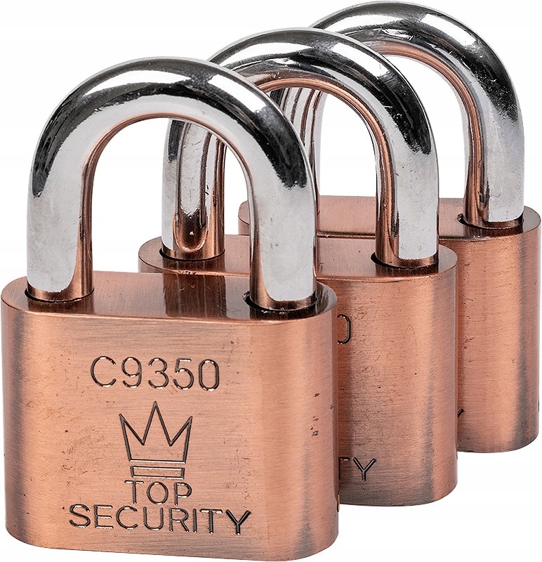 CORONA Zestaw 3 Kłódek Niklowane 50 MM Na 1 Kluczyk