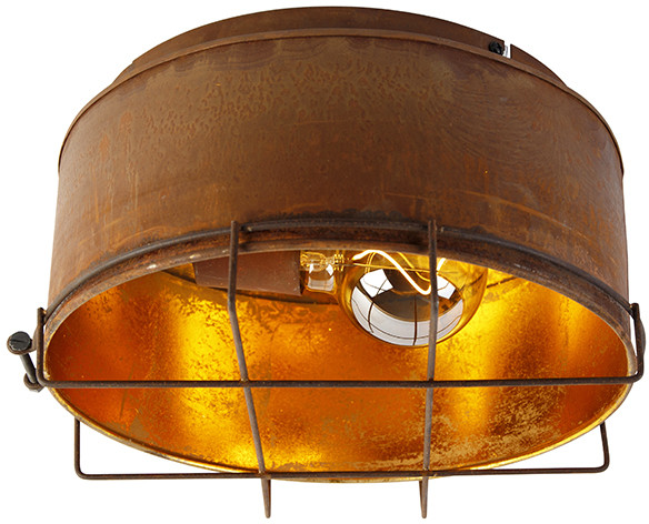 QAZQA Industrialna lampa sufitowa rdzawobrązowa 35 cm - Barril