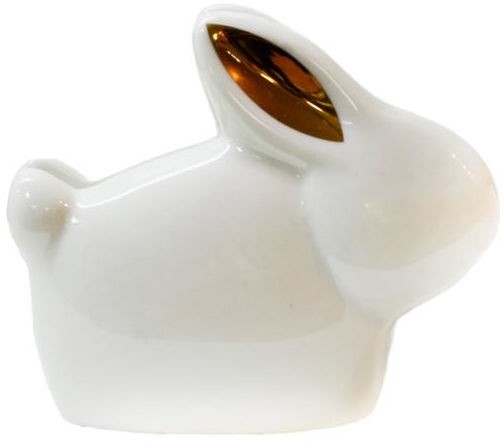 HANMAR Serwetnik zajączek biało-złoty dł. 10 cm wys. 8 cm ceramiczny