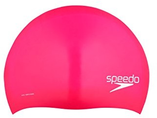 Speedo Silicone Long Hair Swim Cap, Pink, One Size 7510036