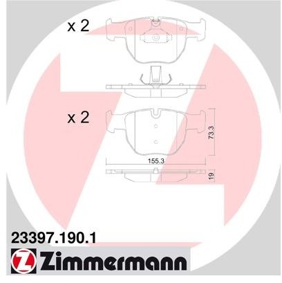 ZIMMERMANN Zestaw klocków hamulcowych, hamulce tarczowe 23397.190.1