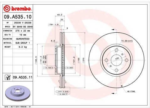 BREMBO Tarcza hamulcowa 09.A535.11