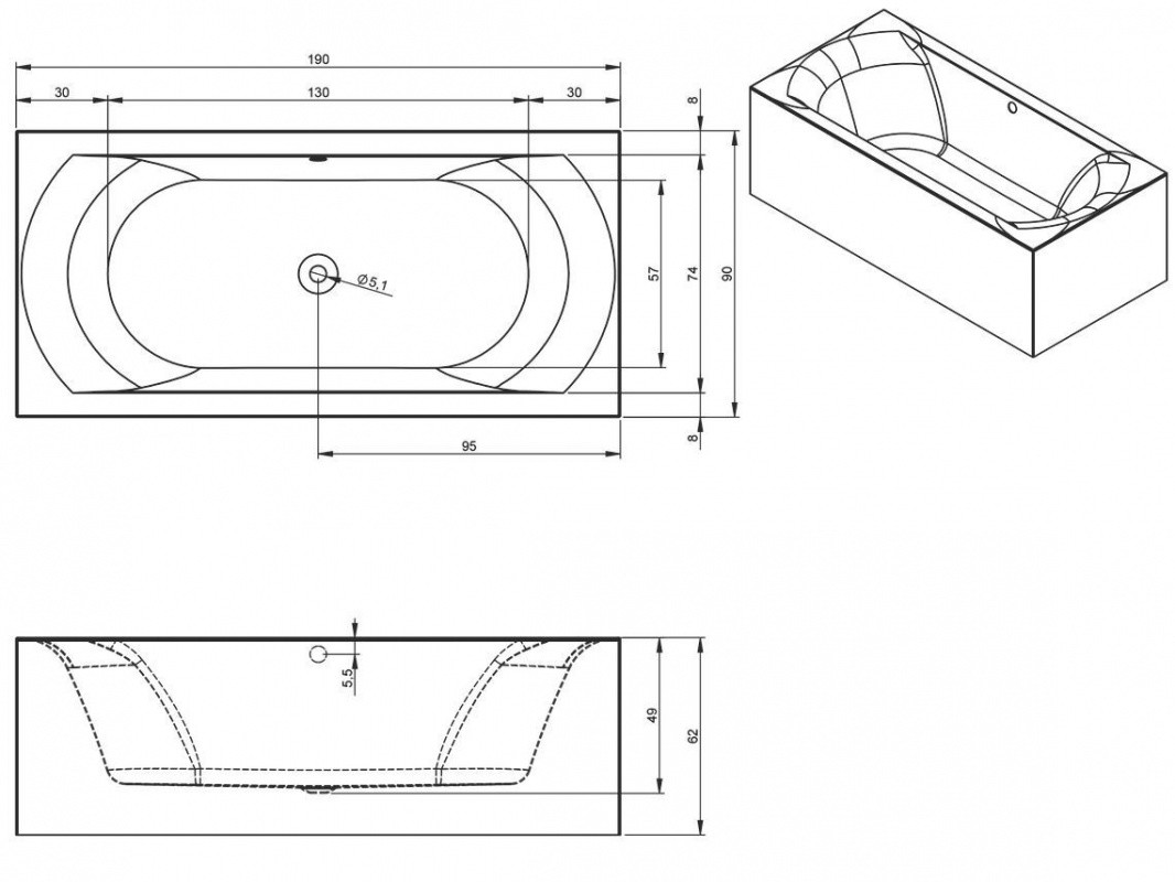 Riho Linares Plug & Play 190x90 BD57005