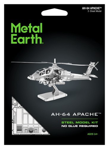 Metal Earth Fascinations Helikopter AH-64 Apache Śmigłowiec model do składania metalowy.