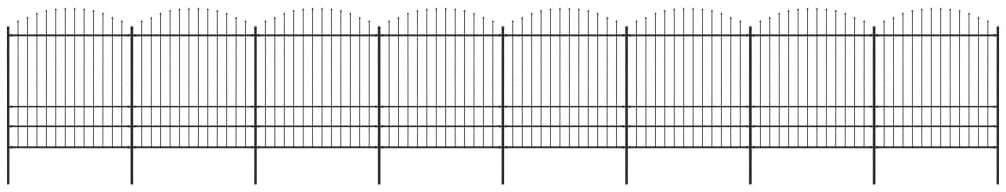 vidaxl Panele ogrodzeniowe z grotami, stal, (1,75-2) x 13,6 m, czarne
