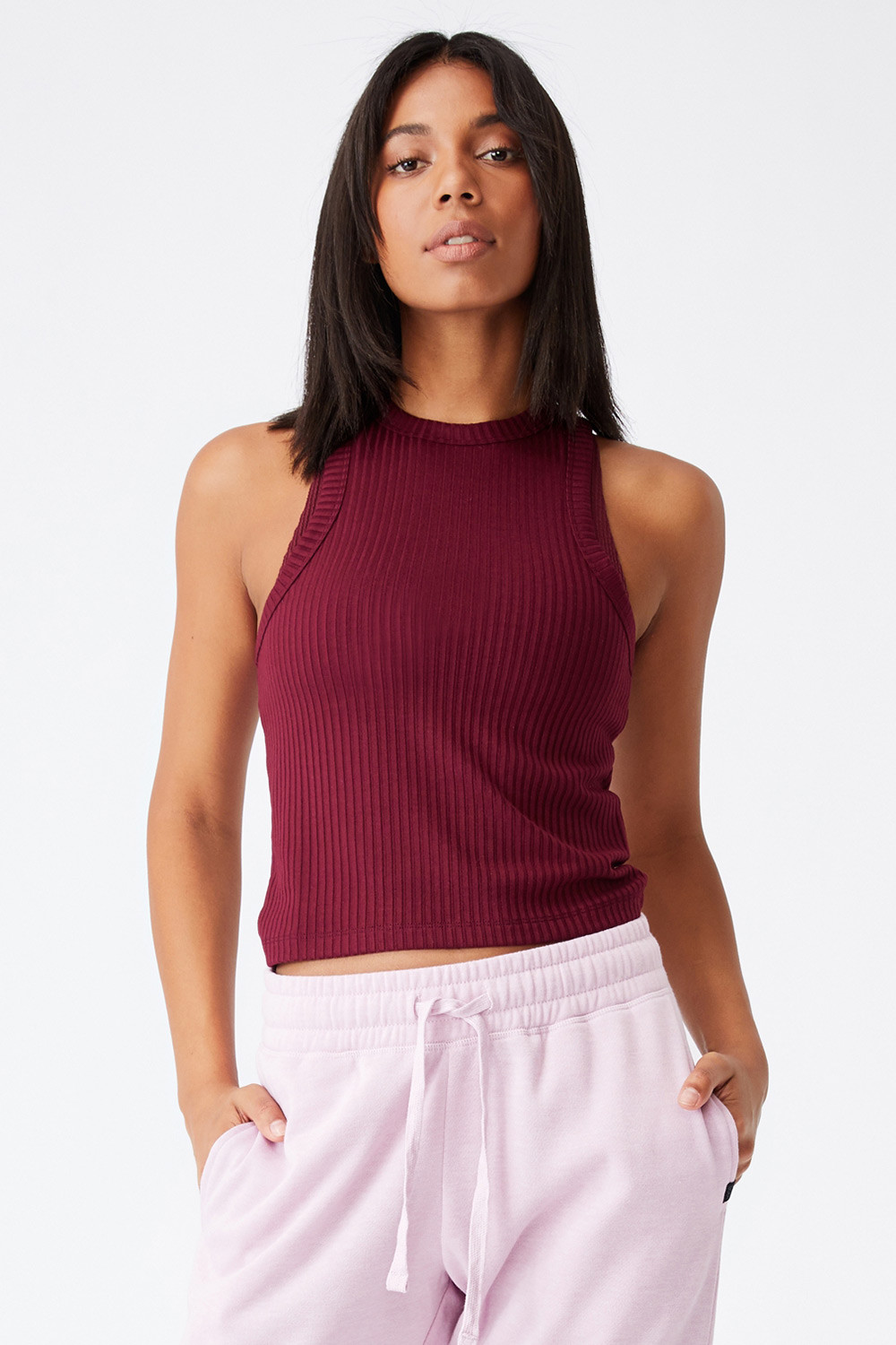 Cotton On Top damski Racer bordowy