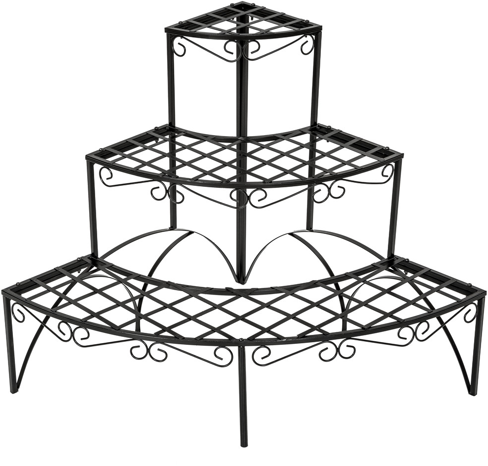 tectake Kwietnik narożny stojak schodki na kwiaty 3 poziomy - czarny 401712