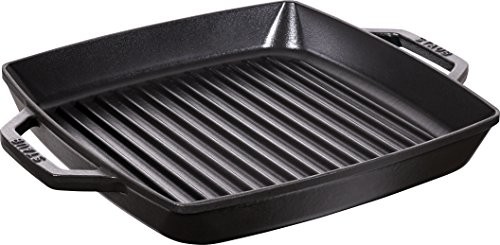 Staub 40511-683-0 żeliwna prostokątna patelnia do grillowania z dwoma uchwytami, 28 cm, kolor czarny 40511-683-0