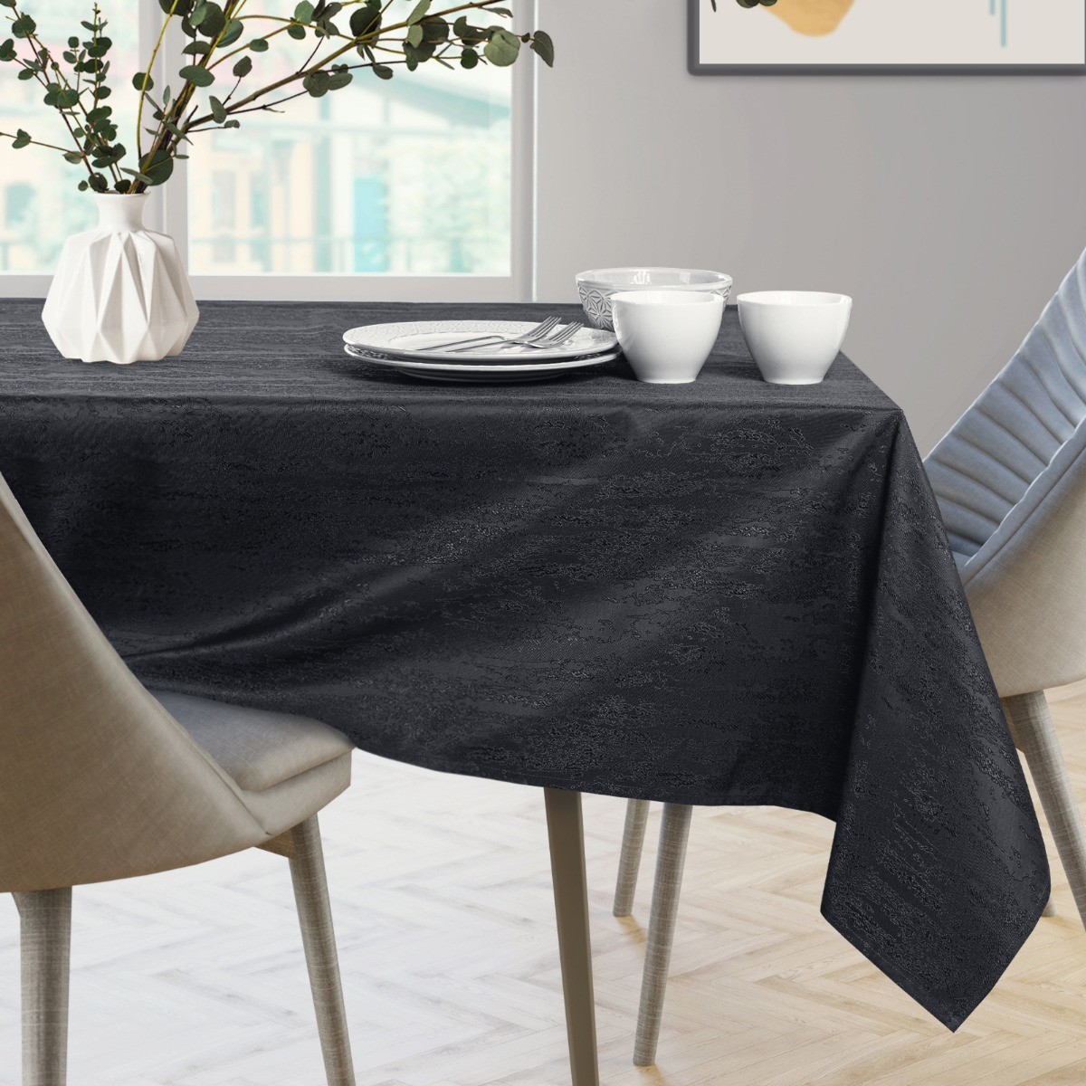 AmeliaHome AmeliaHome - Obrus plamoodporny Czarny VESTA 150x350 cm