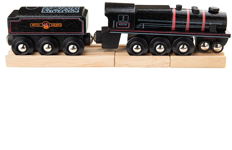 Bigjigs Toys Czarna lokomotywa - pociąg parowóz z drewna