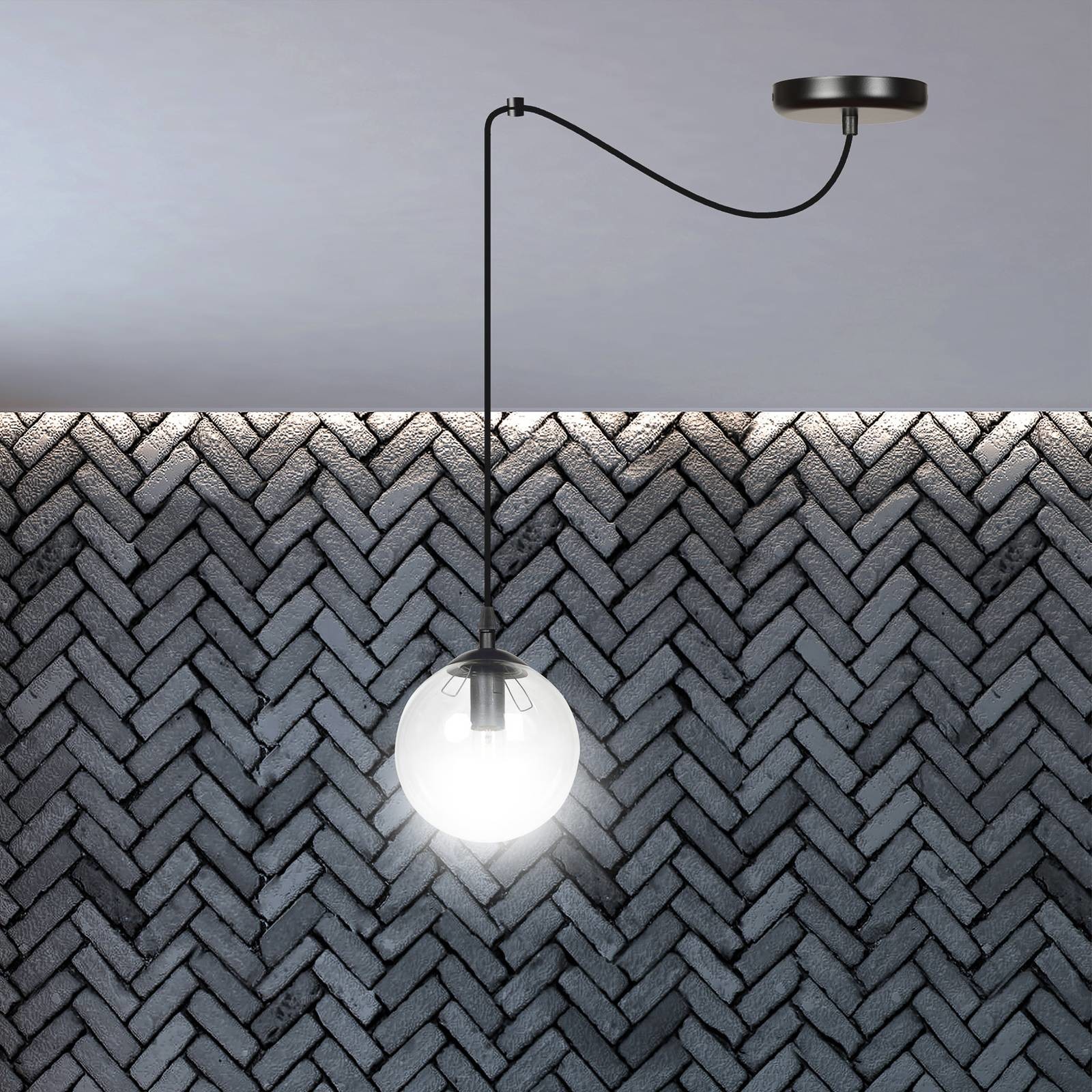 EULUNA Lampa wisząca Glassy 1-pkt. czarna, przeźroczysta