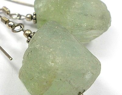 Arande FLUORYT NIESZLIFOWANY piękne kolczyki SREBRO