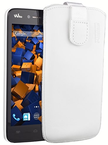 Mumbi etui skórzane kompatybilne z Wiko Birdy etui skórzane Case Wallet, białe Wiko Birdy
