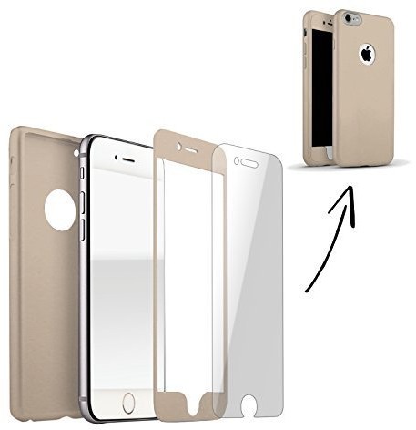 Finoo iPhone 6 Plus/6S Plus 360 stopni, kompletna ochrona z przodu i tyłu, pełna ochrona dla Twojego iPhone 6 Plus/6S Plus, etui ochronne w kolorze złotym, ze szkłem pancernym