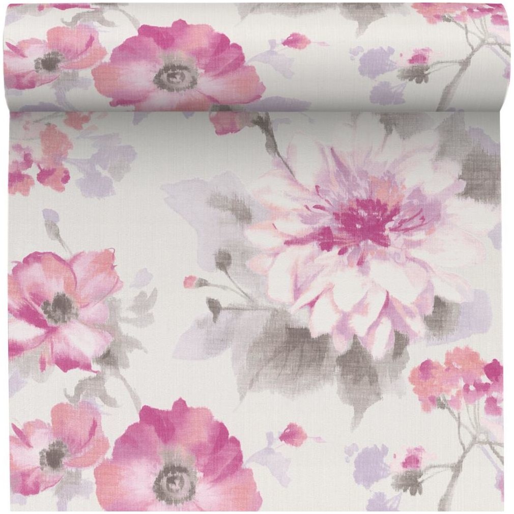 Erismann Tapeta w kwiaty FLOWER różowa winylowa na flizelinie