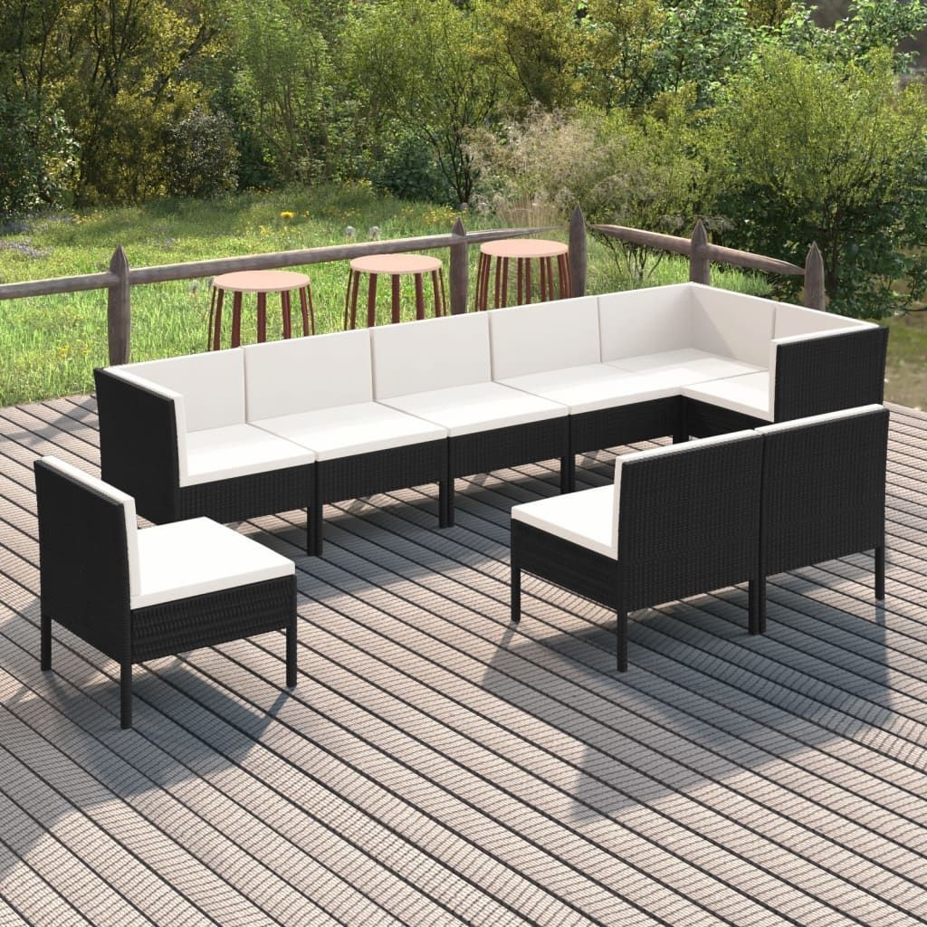 vidaXL 9-cz zestaw wypoczynkowy do ogrodu poduszki czarny rattan PE 3094404
