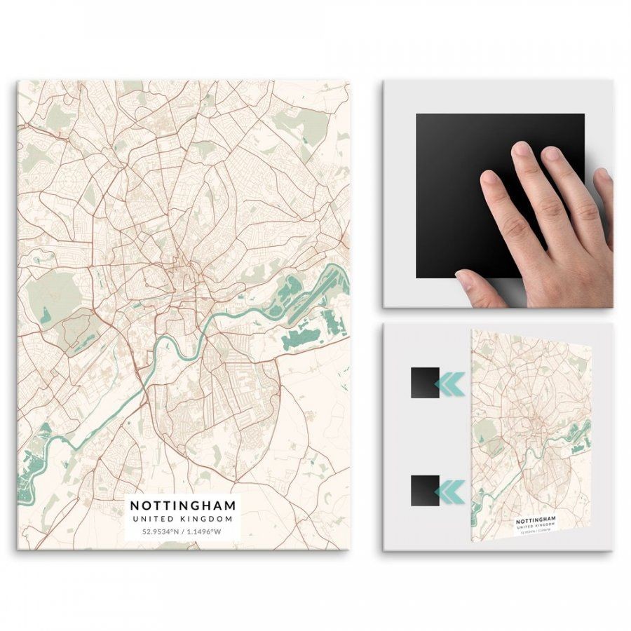 Pix4home Plakat metalowy Mapa Vintage Nottingham M POS-M-04190