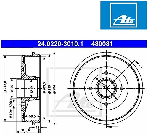 ATE 24022030101 bęben hamulcowy 24.0220-3010.1