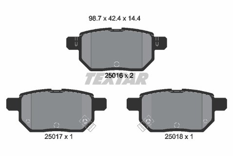 TEXTAR Zestaw klocków hamulcowych, hamulce tarczowe 2501601