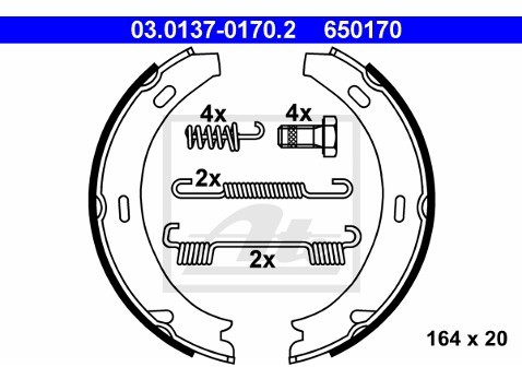 ATE Zesatw szczęk hamulcowych, hamulec postojowy 03.0137-0170.2