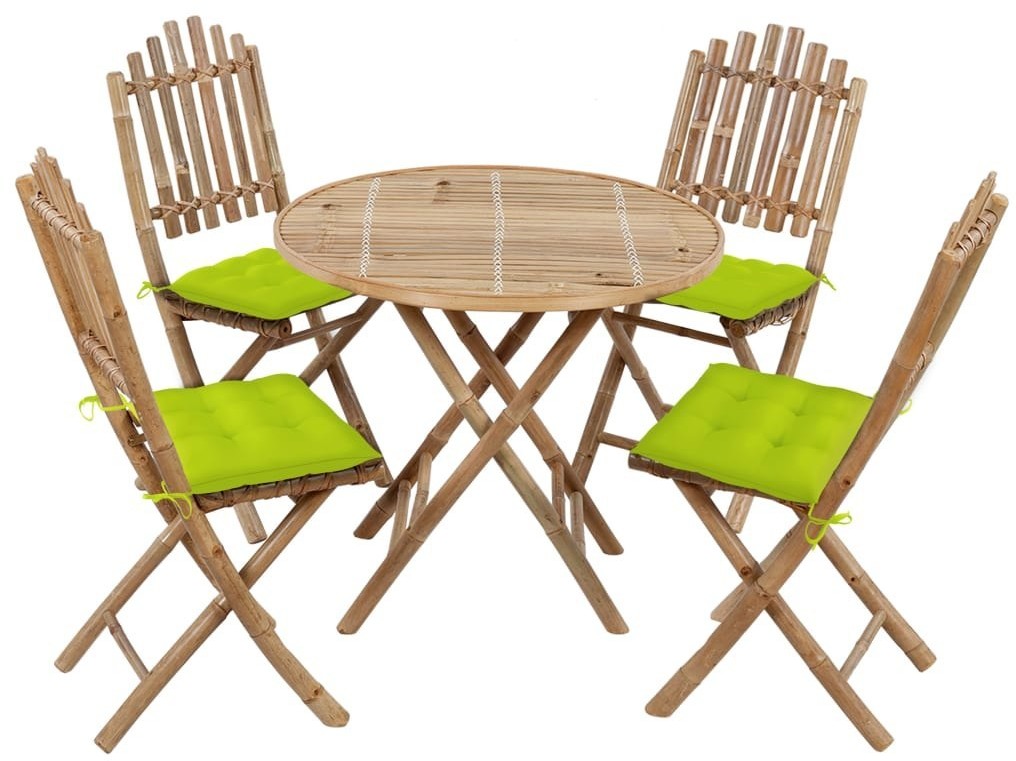 vidaXL 5-cz zestaw składanych mebli ogrodowych z poduszkami bambus 3063986