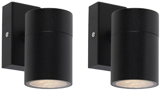 QAZQA Zestaw 2 x kinkiet zewnętrzny czarny IP44 - Solo
