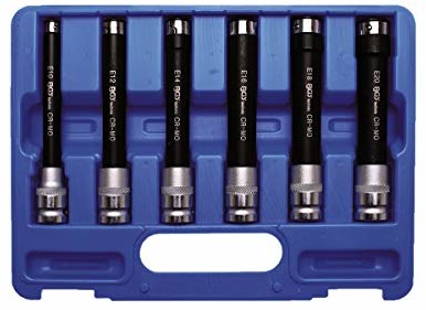BGS profil nasadowy E-zastosowania zestaw 12,5 MM, 1/2 cala, wyjątkowo długie, E10  20, 6-częściowy, 2028 2028