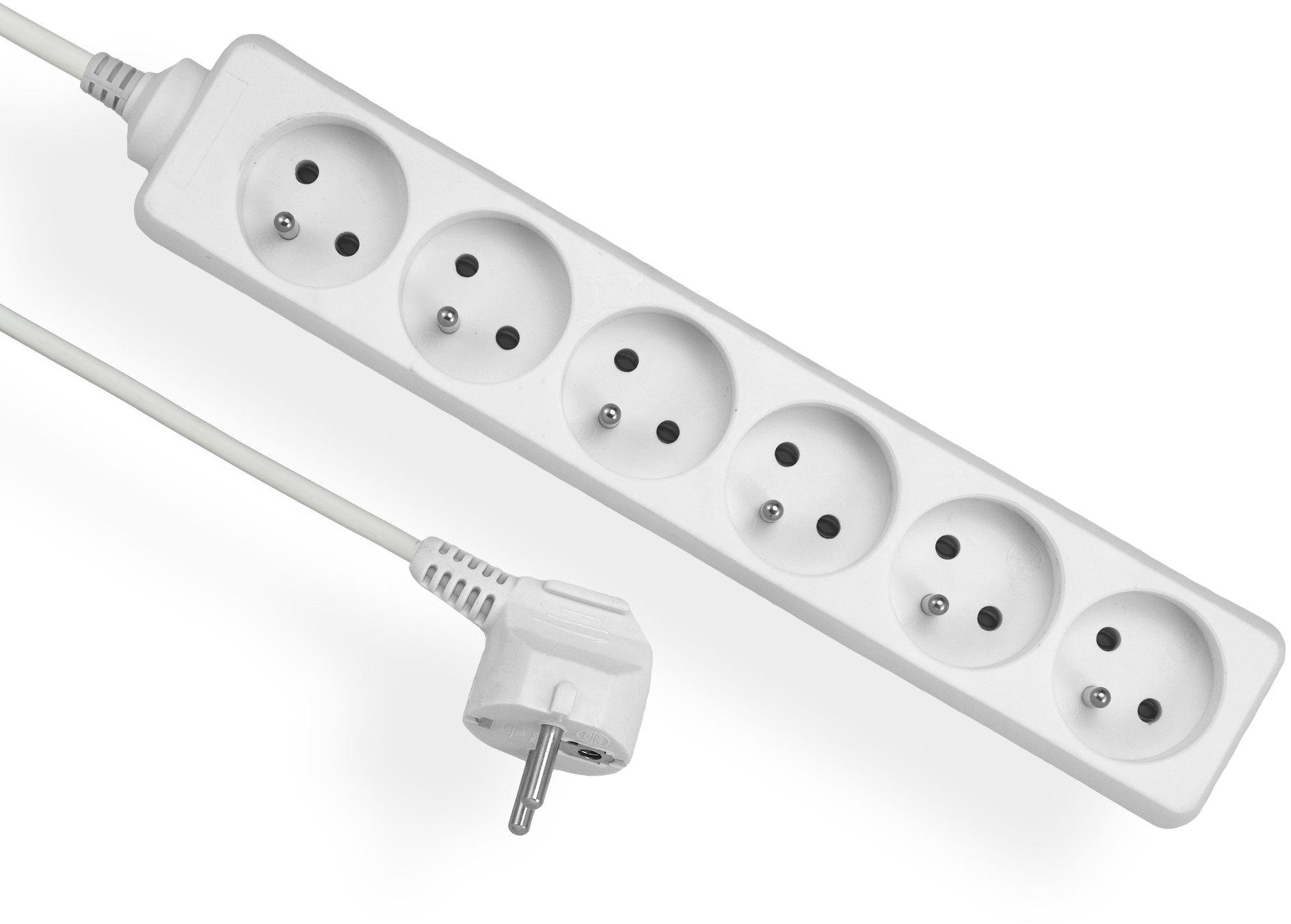 Elgotech Przedłużacz 6 gniazdowy z uziemieniem 3x1 1,5m Biały EPS-601,5