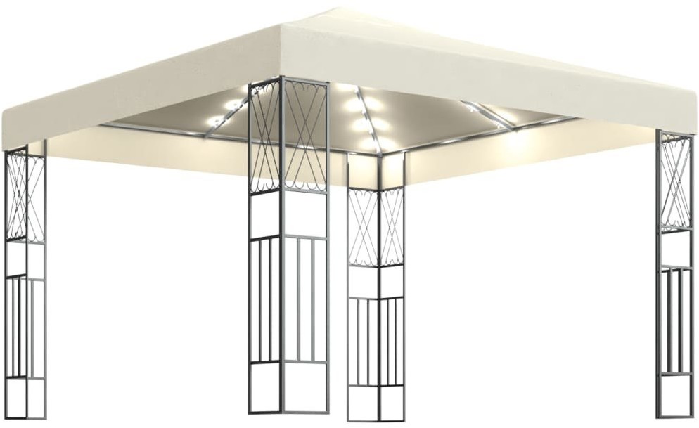 vidaXL Altana ze sznurem lampek, 3x3 m, kremowa tkanina! 3070326
