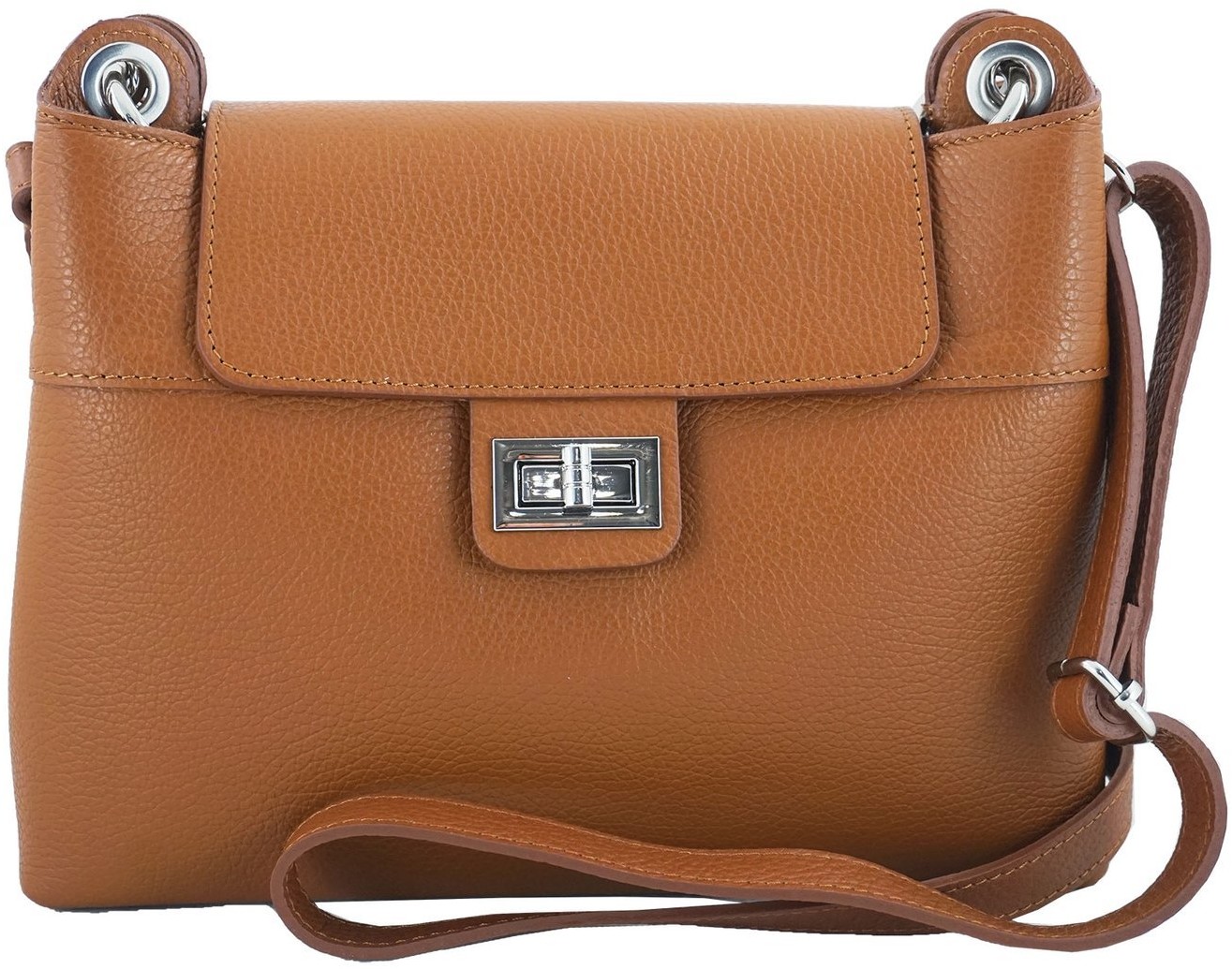 Barberini's Torebka damska skórzana crossbody - Brązowa jasna 834-12
