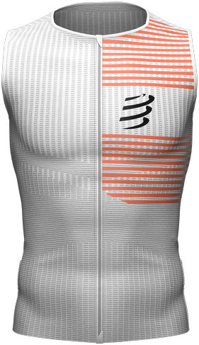 Compressport Triathlonowa koszulka kompresyjna TRI POSTURAL TANK TOP biało-pomarańczowa