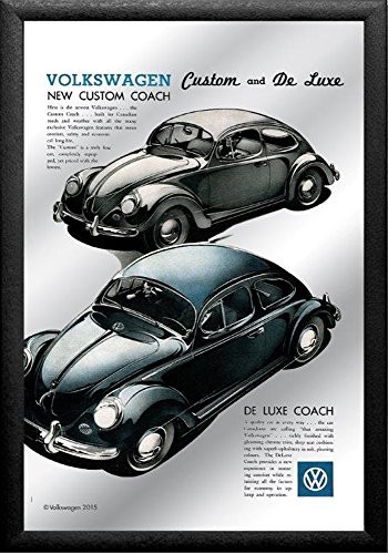 empireposter Empire Poster  Volkswagen  Beetle  Custom Coach  rozmiar (cm), ok. 20 X 30  lustro lustro na ścianę z czarnego tworzywa sztucznego ramki o wyglądzie drewna z nadrukami z nadrukami 702517
