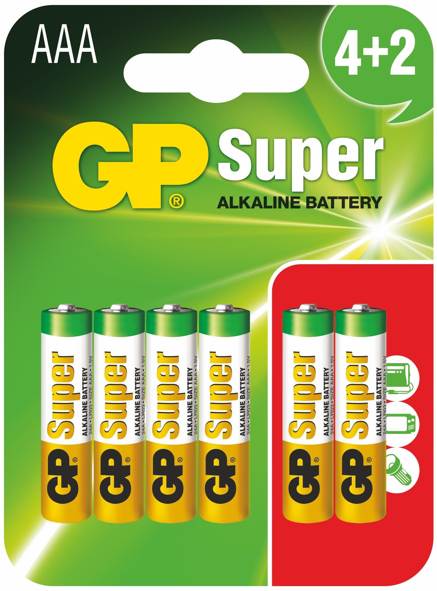 GP BATTERY Bateria BATTERY Super Alkaline AAA LR03 1.5V GP24A-U6 6 szt.)
