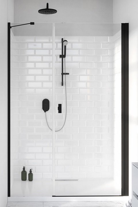 Radaway Nes 8 Black Dws I drzwi wnękowe 140cm prawe przejrzyste 10078120-54-01R/10078113-01-01 |