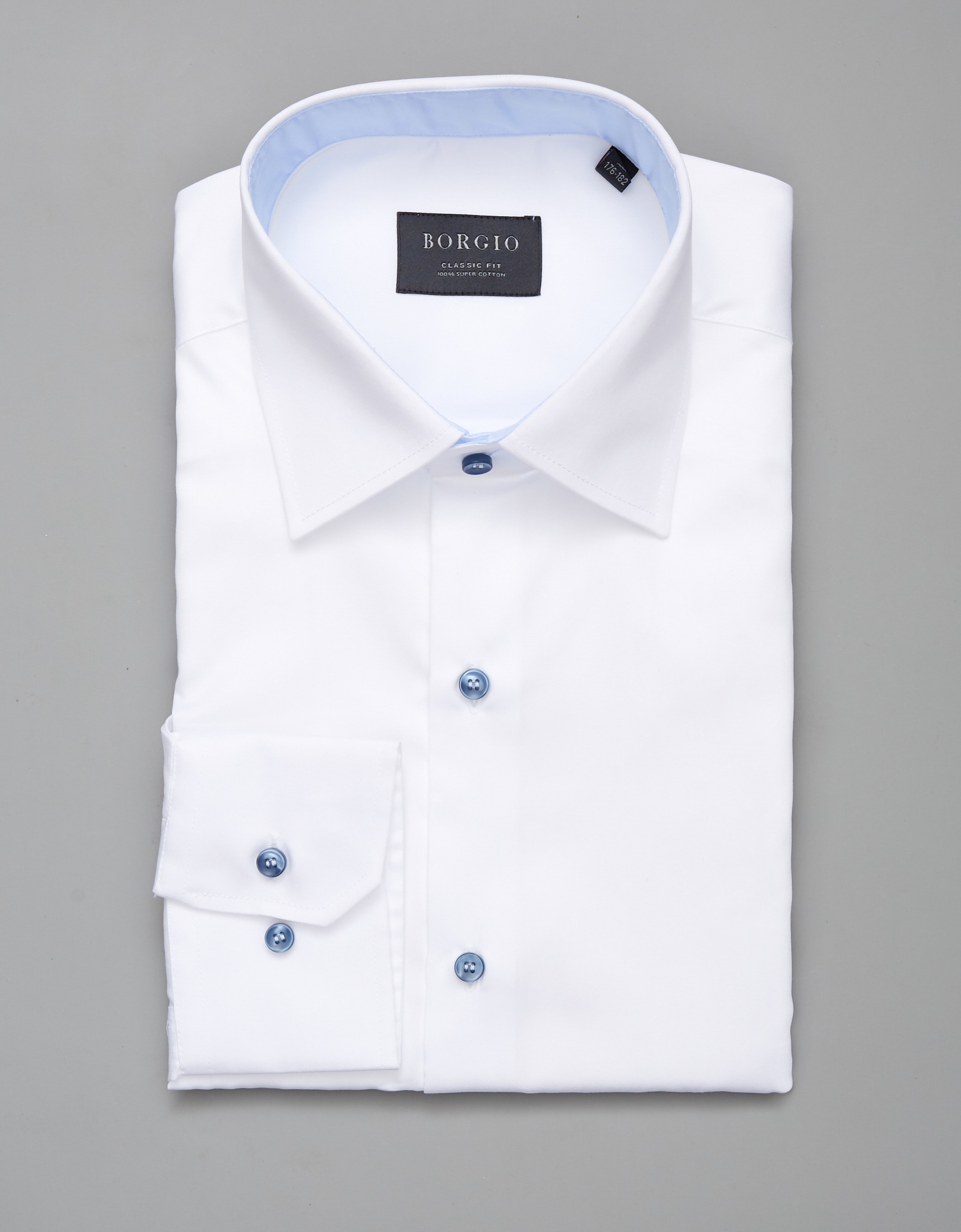 Borgio koszula vallerona 00252 długi rękaw biały classic fit