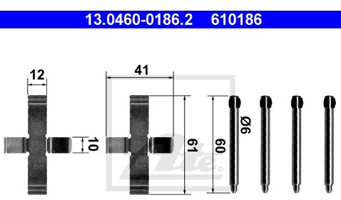 ATE Zestaw akcesoriów, klocki hamulcowe 13.0460-0186.2