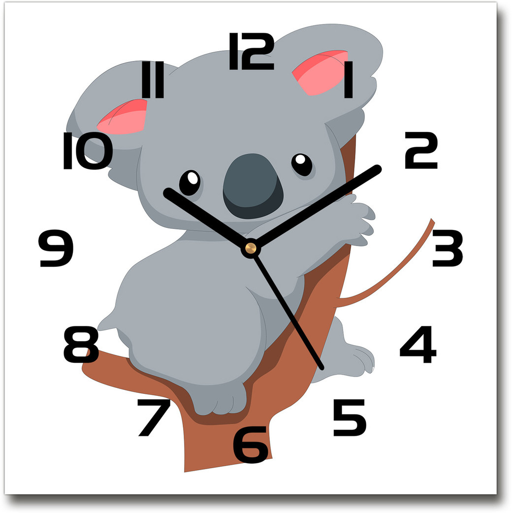 Zegar szklany kwadratowy Koala na drzewie