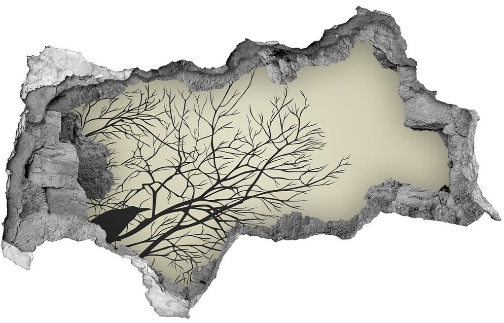 Wallmuralia.pl Dziura 3d fototapeta na ścianę Wrony na drzewie