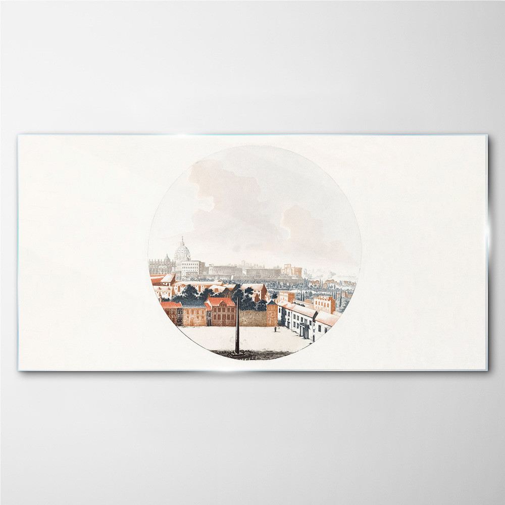 PL Coloray Obraz Szklany Rysunek Miasto Pejzaż Niebo 140x70cm