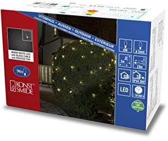 Konstsmide 3787 100, Micro siatka świetlna LED, zimne, 96 ciepłe białe, diod zewnętrzny transformator 36 V _, czarny przewód 3787-100