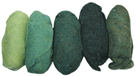 Rayher Hobby Rayher 5363700 czystej żywej wełny, odcienie melanż, z włókniny, 5 kolorów 20 G, zielony 5363700