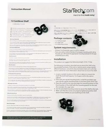 StarTech.com StarTech.com 1U Rack Shelf - 10 in. Deep - rackhylde - 1U CABSHELF1U10