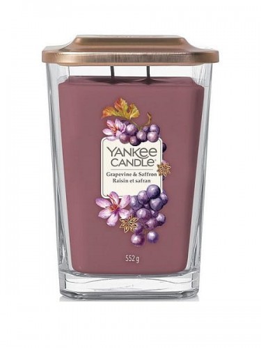 Yankee Candle Elevation Świeca Duża z dwoma knotami Grapevine & Saffron 65-80h 553g