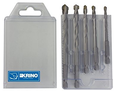 KRINO Krino 03057700 Superior końcówki z gniazdem sześciokątnym 1/4 do ścian i betonu, zestaw 5 sztuk, stal, od 4 do 10 mm