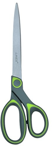 Linex 400084194 nożyczki do prac ręcznych Scissors szkolny rękojeść z tworzywa sztucznego ABS nożyce do 23 cm ze stali nierdzewnej i precyzyjne cięcie wolne od rdzy Szary Zielony OS84194