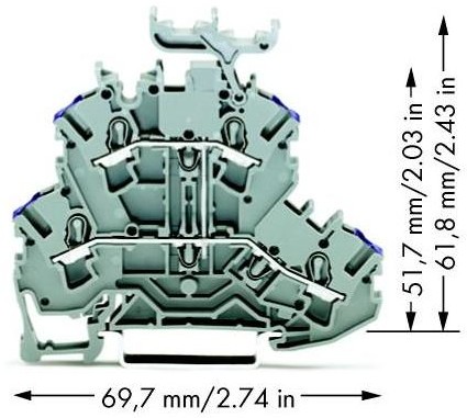 WAGO Terminal przepustowy podwójny WAGO 5.20 mm Sprężynowe Alokacja L szary 2002-2238 50 szt 2002-2238