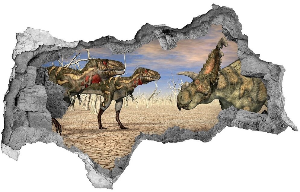 Wallmuralia.pl Dziura 3d fototapeta naklejka Dinozaury